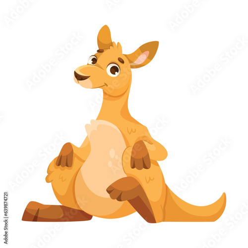Cheerful Kangaroo Character and Australian Marsupial Animal Vector Illustration