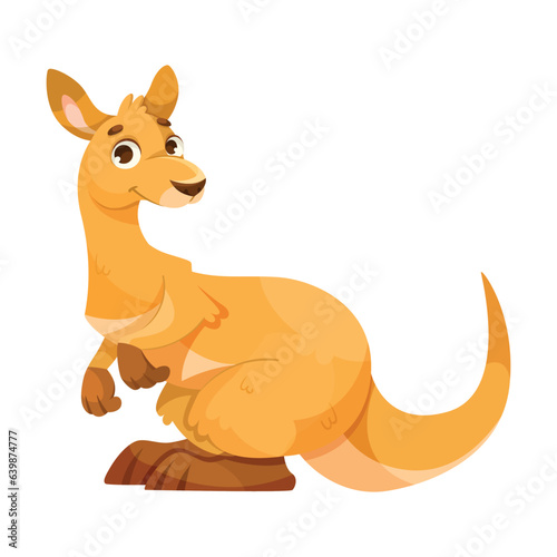 Cheerful Kangaroo Character and Australian Marsupial Animal Vector Illustration
