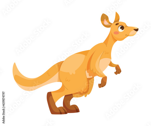 Cheerful Kangaroo Character and Australian Marsupial Animal Vector Illustration