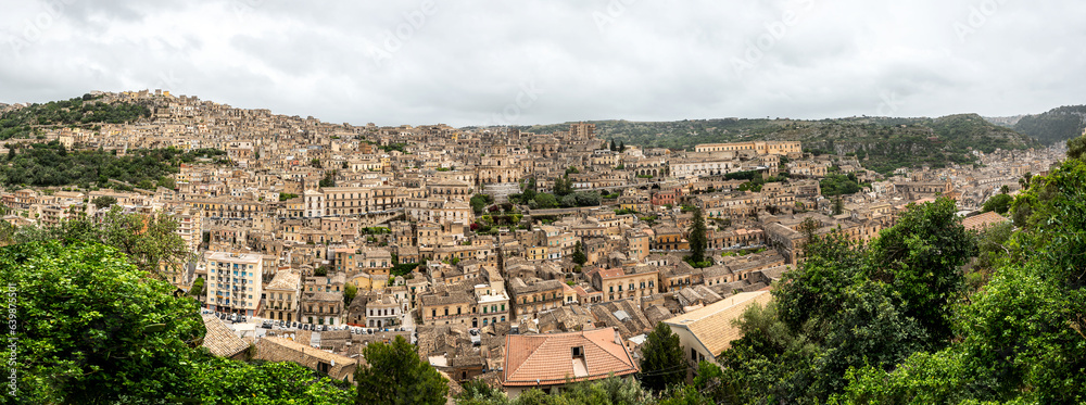 Panoramic view of Modica city on Sicily, Italy