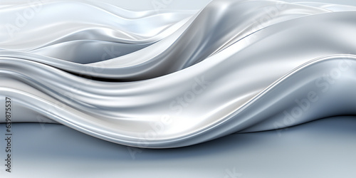 Schöner abstrakter futuristischer Hintergrund in welligen silber Metallic Farben für Webdesign und Drucksachen als Vorlage in Querformat für Banner, ai generativ