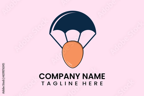 Flat vector parachute balloon boiled egg logo modern style template