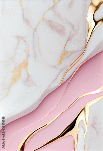 Abstract background smooth pink and white marble with Generative AI © karunyapas