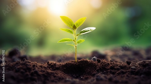 Wallpaper Mural Planting seedlings young plant in the morning light on nature background Torontodigital.ca