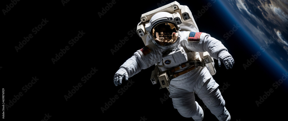 astronaut in space, text space