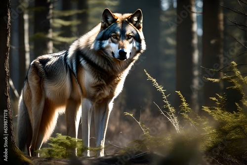 gray wolf in the woods Generated Ai