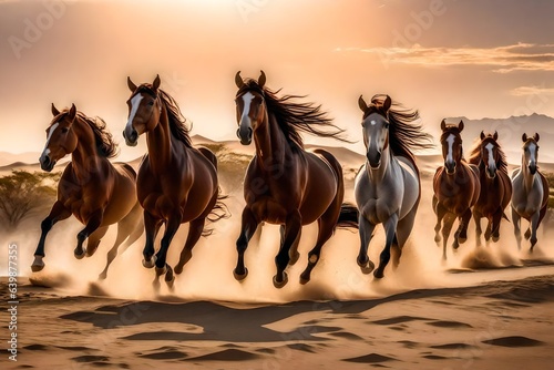 horses in desert Generated Ai © AQ Arts