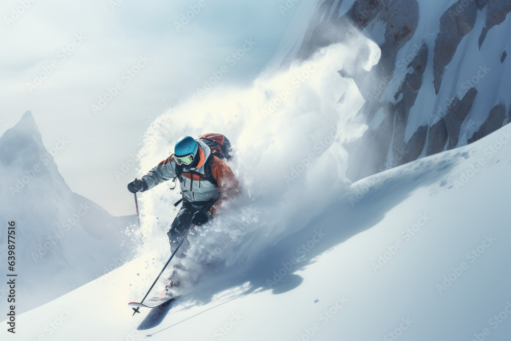 Ein Bild von einem Skifahrer an einem schönen Wintertag