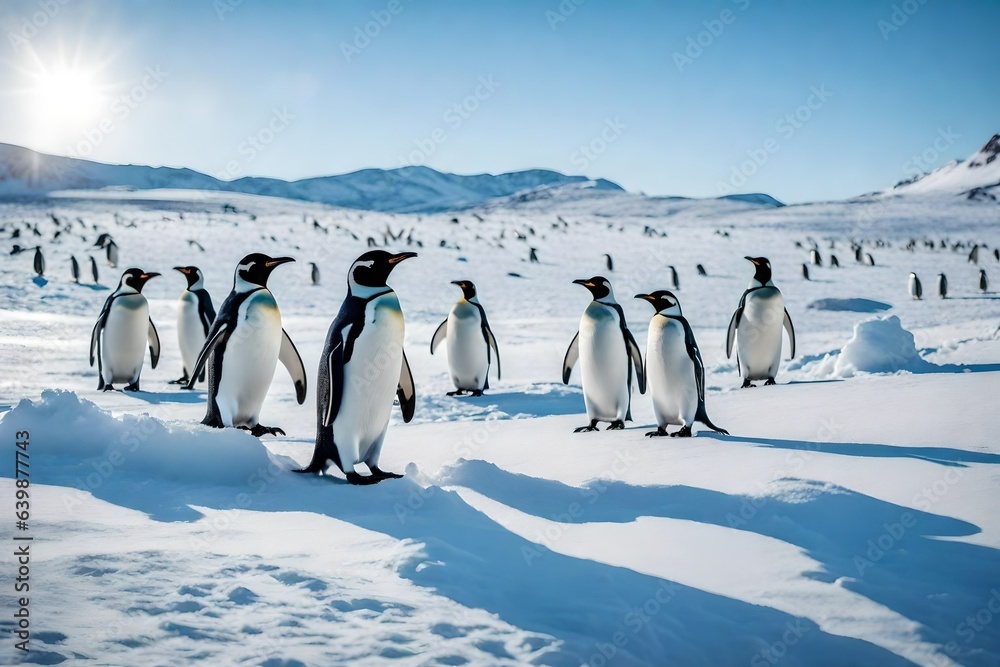 Obraz premium penguins in polar regions Generated Ai
