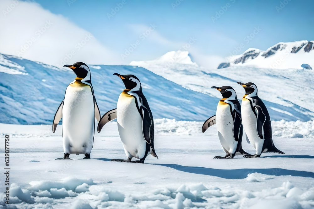 Obraz premium two penguins on the rocks Generated Ai