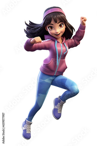 Fitness trainer. 3D cartoon characters. Isolated background, animated character.