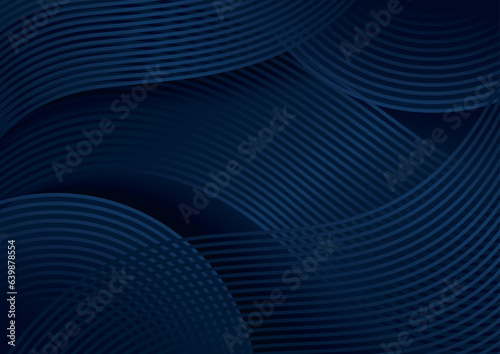 Modern Abstract Background with Wave Curves on Dark Blue