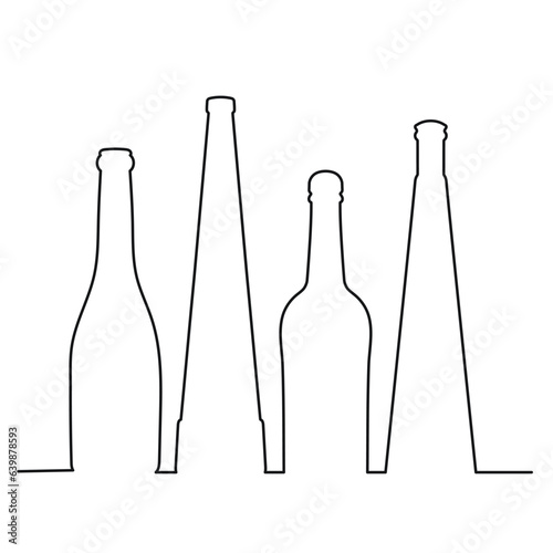 Sketchy image shape of a glass bottle silhouette. Alcohol, wine, whiskey, vodka, brandy, cognac, beer, kvass, champagne, liqueur