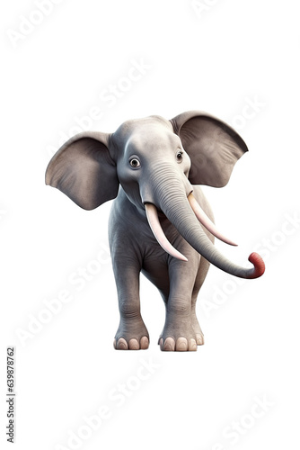 Elephant 3D cartoon character. Isolated background, animated character.