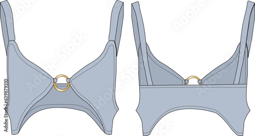 strappy ring detailed crop bra Blouse Template Flat Sketches, Fashion Technical Drawings, Crop Top Technical Drawing,Fashion Templates, Shirt Pattern, Fashion Cad Drawing, Textile Flat Sketch, 