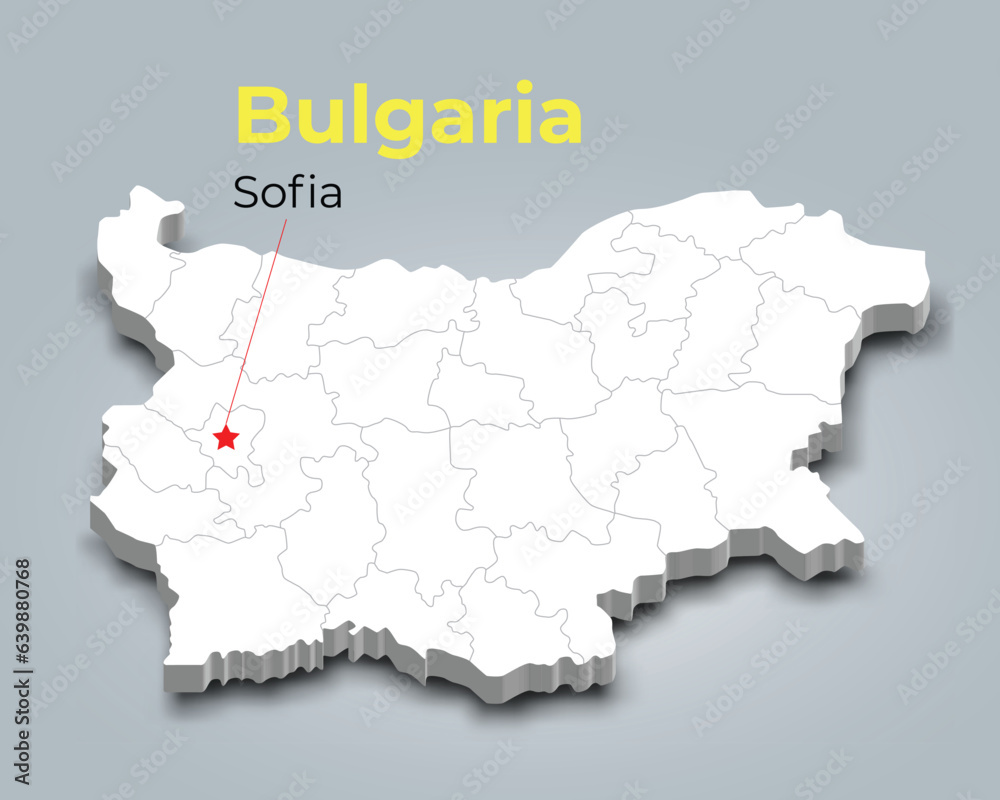 Bulgaria 3d map with borders of regions and it’s capital Bulgaria 3d map with borders of regions and it’s capital