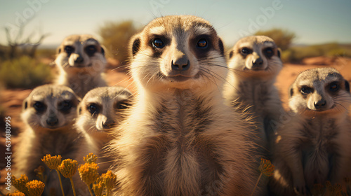 meerkats, suricate a small mongoose in south Africa group shot