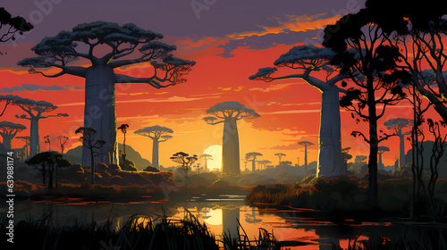 Illustration of a beautiful view of Madagascar