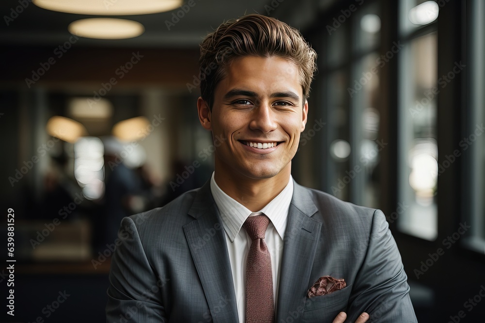 Smiling young businessman crossing arms Smiling young businessman crossing arms