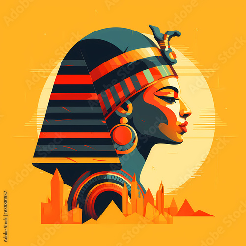 Illustration of the royal person of Egypt in traditional costume