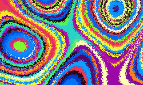 Pixelated psychedelic background. Moire overlapping effect. Vector image.