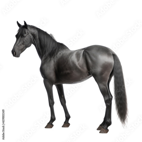 black horse looking isolated on white © Tidarat