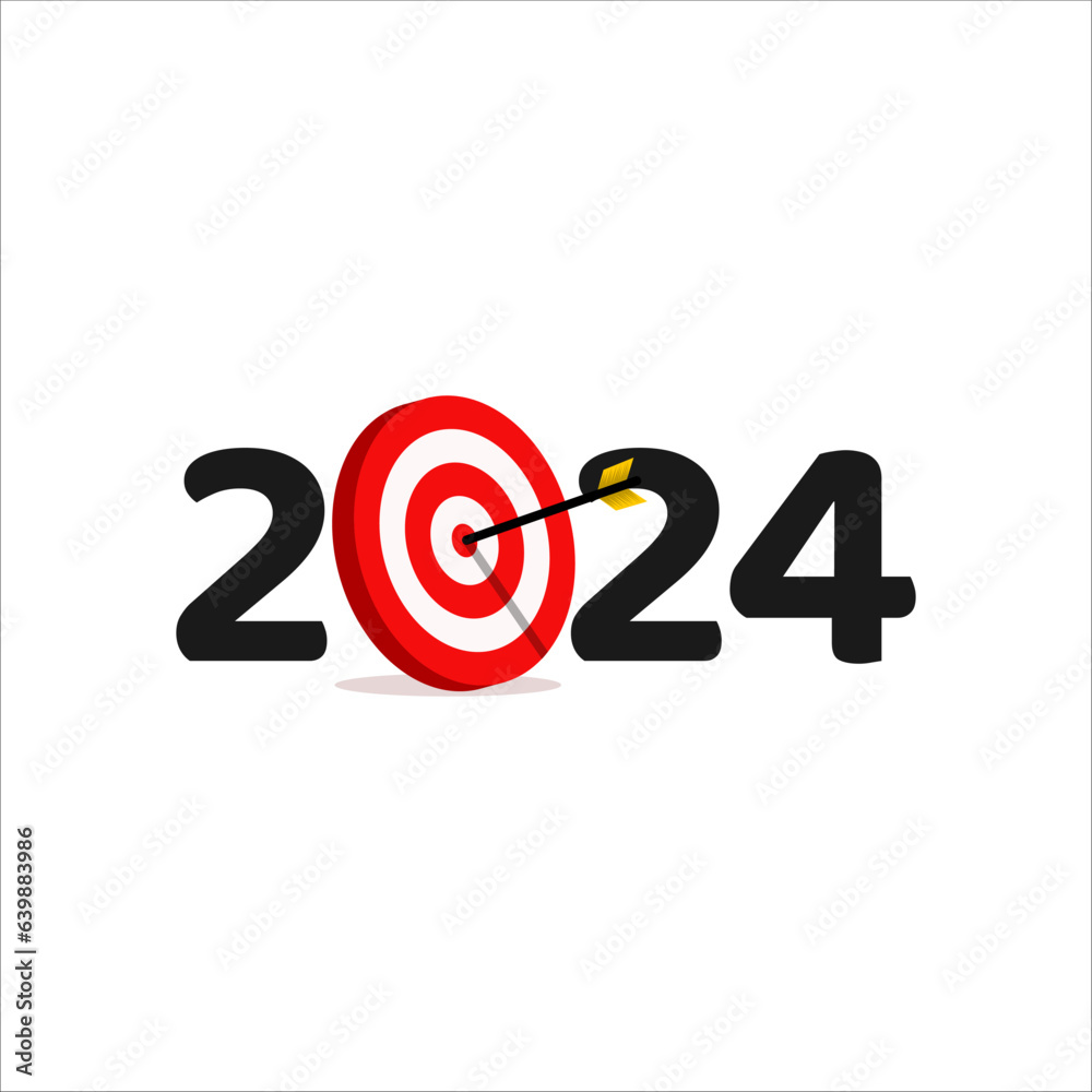Happy New Year 2024 With Target Design 2024 Number Design Template happy-new-year-2024-with-target-design-2024-number-design-template