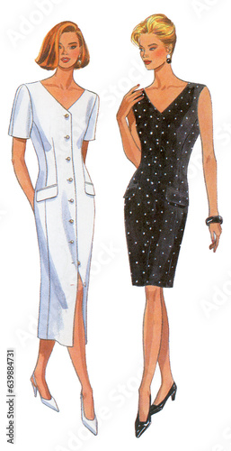 Fashionable Dress Women, Vintage Women, Office Lady, Wearing Style	