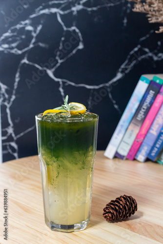 Matcha iced green tea with lemonade