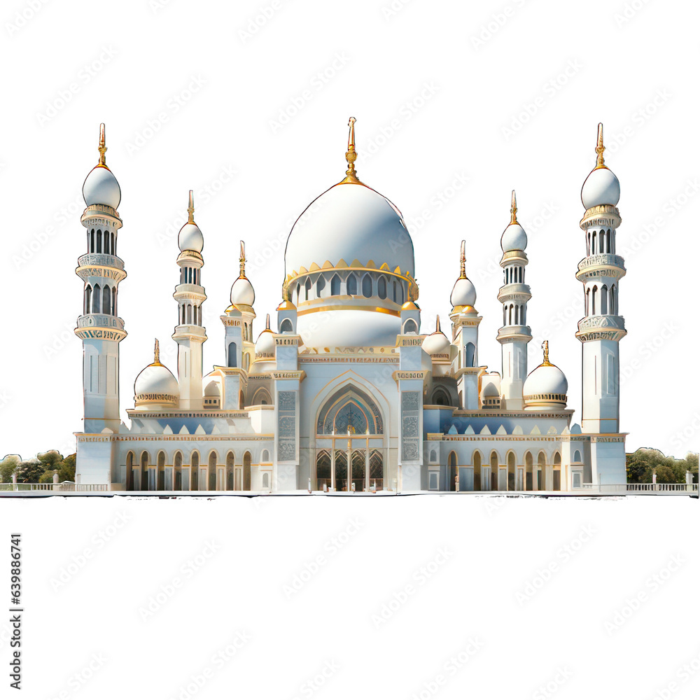 Mosque isolated on white created with Generative AI