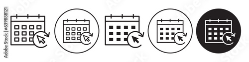 Subscription Icon. Auto reschedule appointment or online product SaaS service renewal symbol. Vector set of monthly, weekly or annual payment fee to specific date. outline of automatic website plan