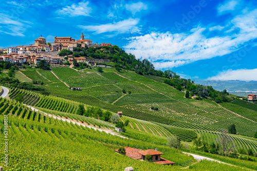 View of La Morra in the Province of Cuneo, Piedmont, Italy