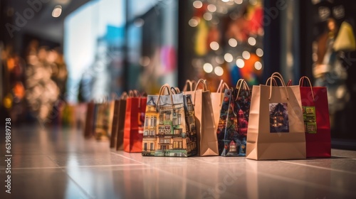 shopping bags near the store 