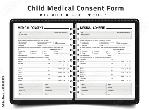 Child Medical Consent Form, In Case of Emergency Logbook