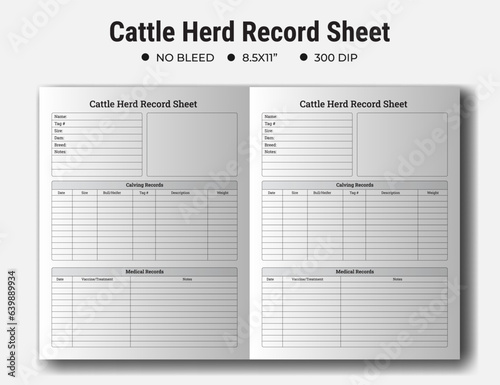Cattle Herd Record Sheet, kdp interior 