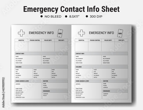 Emergency Contact Info Sheet, Editable Important Information Printable Childcare Notes