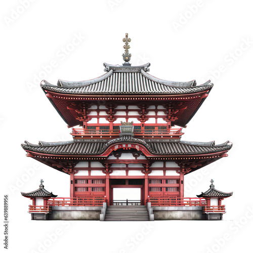 Japanese temple isolated on white created with Generative AI