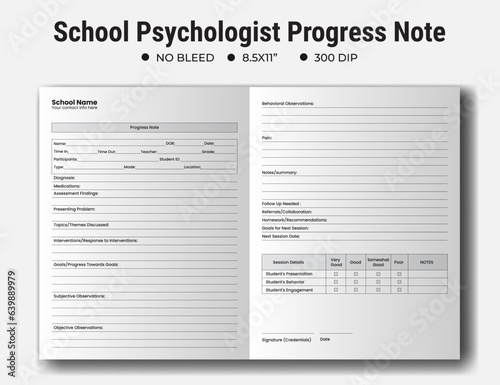 School Psychologist Progress Note, Editable, School Counselor, Counseling Tools logbook