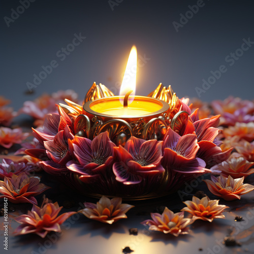 Happy diwali - colorful Diwali Diya lamps decoration on festival