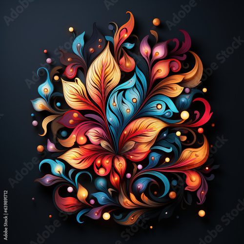 Beautiful design of Colorful flowers on dark background