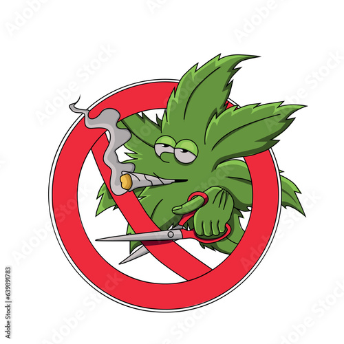 Legalization of marijuana. Funny cannabis cartoon character. Image for a T-shirt.
