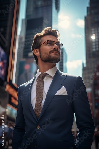 portrait of a businessman in a suit in a big city. 'generative AI'