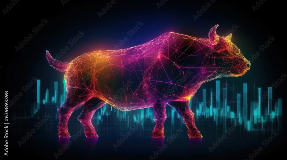Bull illustration art for bullish stock market forex trading 