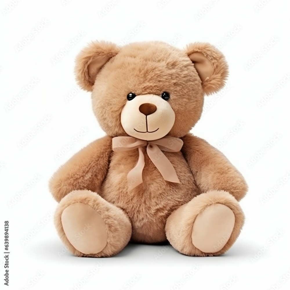 Plush Bear Isolated on White Background. Generative ai