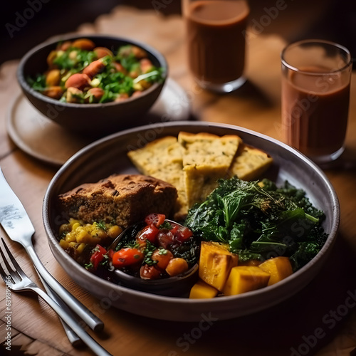Plant-Based Comfort Food: Savoring hearty plant-based comfort foods, proving that indulgence and health can coexist. AI Generated
