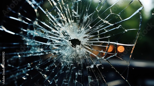 Car glass window surface broke