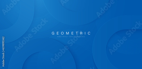 Abstract blue background with geometric shapes. Minimal geometric design. Modern futuristic rounded pattern. Trendy style. Suit for banner, poster, presentation, cover, website. Vector illustration