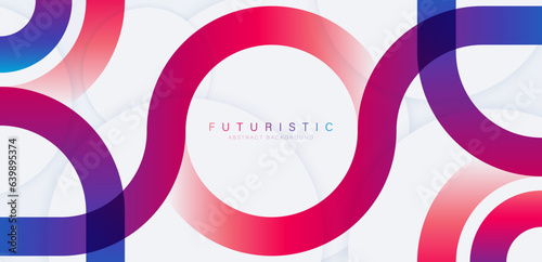 Abstract futuristic background with white circle shape. Modern gradient geometric shape graphic element. Future technology concept. Banner template design. Vector illustration