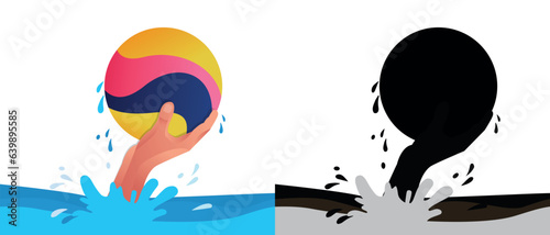 Set of water polo ball sports activity silhouette art illustration