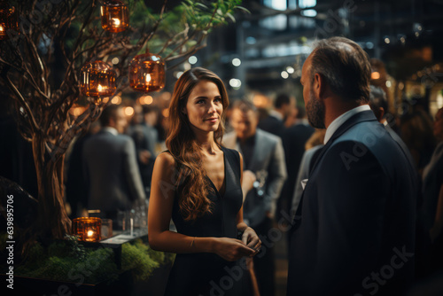 Networking Event. Professionals at a networking event, reflecting the intricate connections and relationships in the business world. Generative AI.